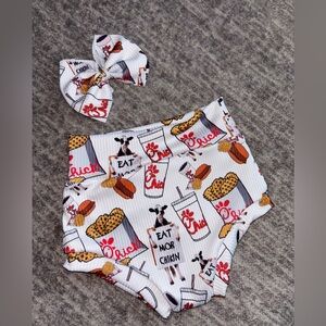 Chick-fil-A Themed Kids Bow and Bummie